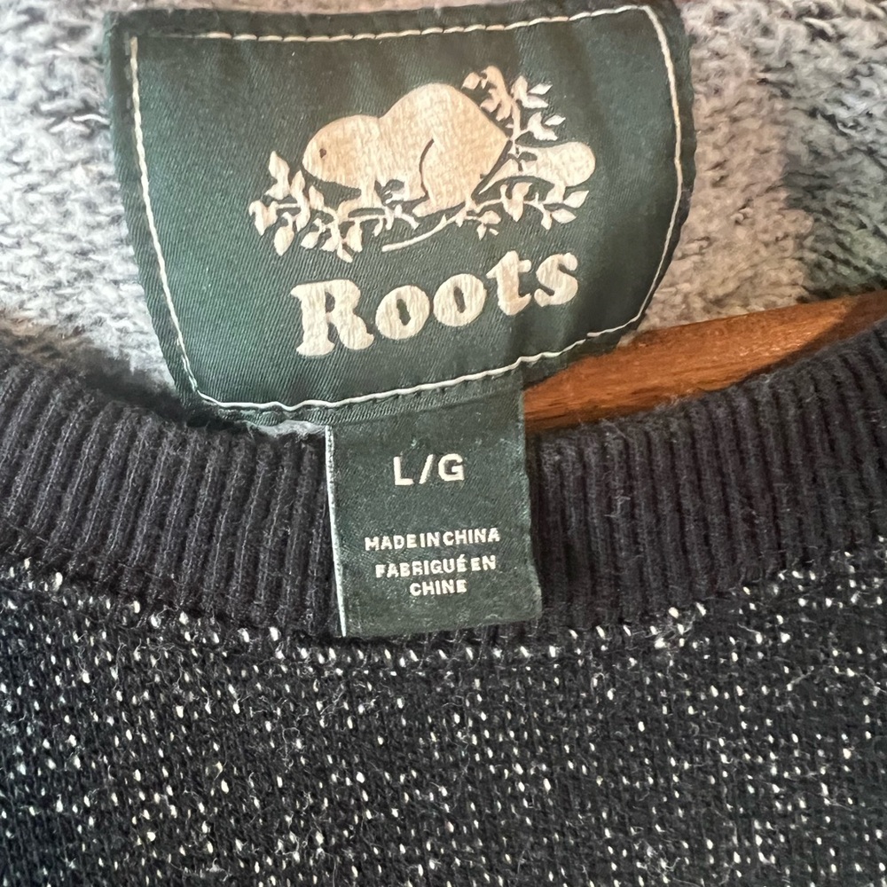 Roots Unisex Gender Free Black Pepper Crewneck Sweatshirt Large Longsleeve - Picture 3 of 6